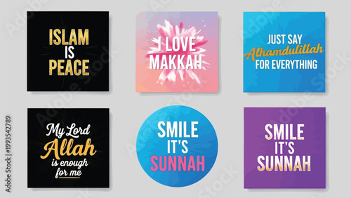 Positive islamic messages promoting peace, love, and faith in everyday life Vector