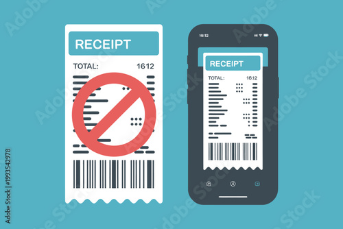 Digital payment receipt with QR code and total amount on mobile and paper