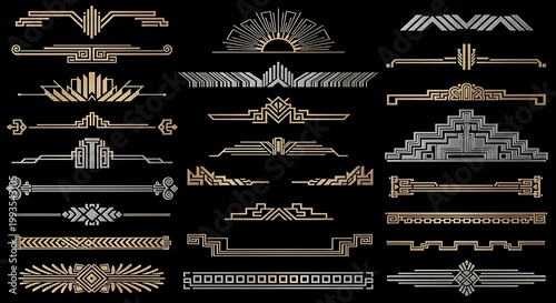 Collection of ornate metallic geometric dividers reflecting historical decorative styling