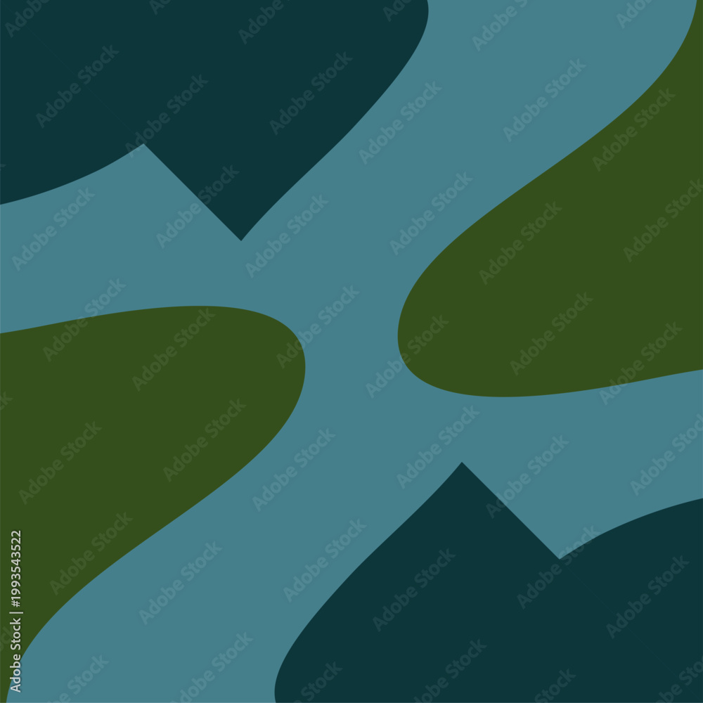 Fototapeta premium Abstract vector background featuring organic liquid shapes in dark blue and green minimalist design style