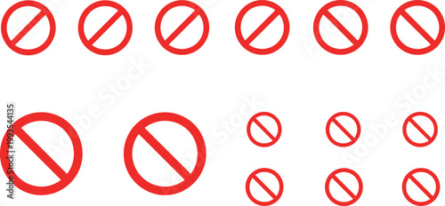 Set of prohibition no symbol icons red forbidden sign vector illustration collection isolated design elements