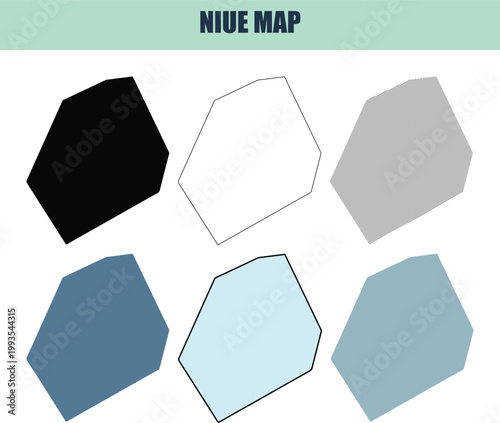 Niue Island shapes presented in 6 different style variations with clean backgrounds for graphic design