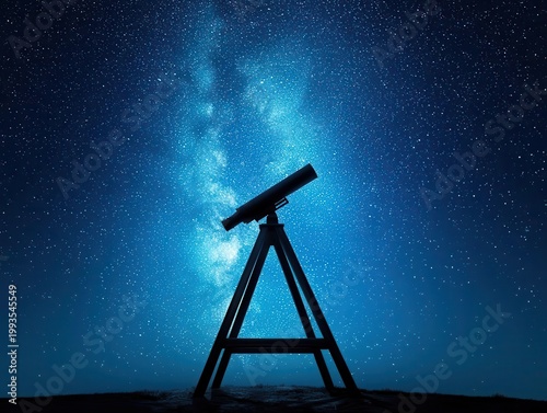 Galaxy projected from ancient telescope in starlit ruins, historic science theme