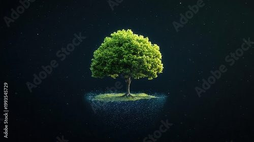 Galaxy shaped like a tree growing in the universe, conceptual nature and cosmos blend