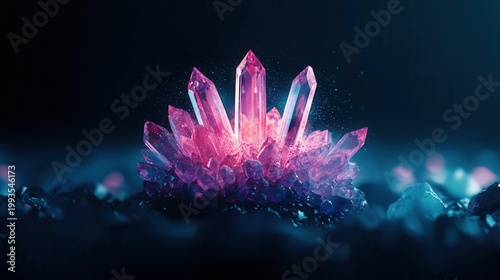 Galaxy blooming from center of crystal flower, surreal aesthetic concept