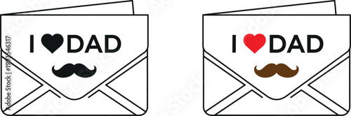 Father's day card designs 'i love dad' with mustache heart graphics