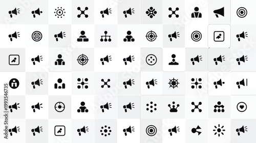 Set of 64 Black Marketing and Business Icons Vector