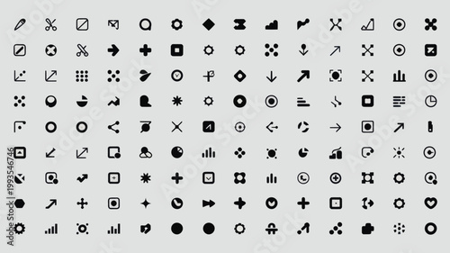 Set of 100 Minimal Black Interface Icons Vector