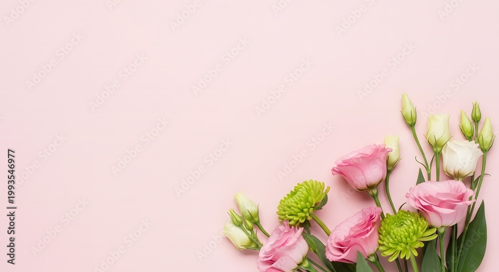 Obraz premium Happy mother's day beautiful pink and white lisianthus flowers on a soft pink background