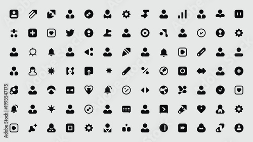 Set of 100 Black User Interface Vector Icons