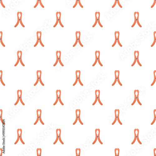 Orange clothespins creating a seamless pattern on a clean white background