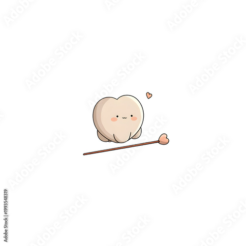 Blushing heart character with heart wand