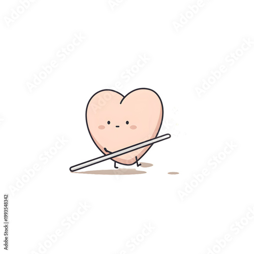 Cute heart figure sitting playfully on wand