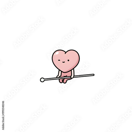 Cute heart figure sitting playfully on wand
