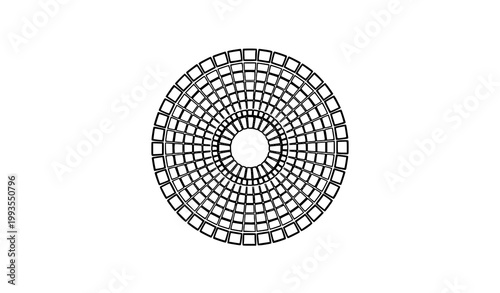 Stylized mosaic mandala circular pattern black and white minimal vector background design