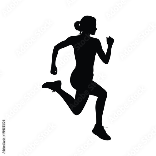 Silhouette of a woman running captured in a dynamic and energetic pose