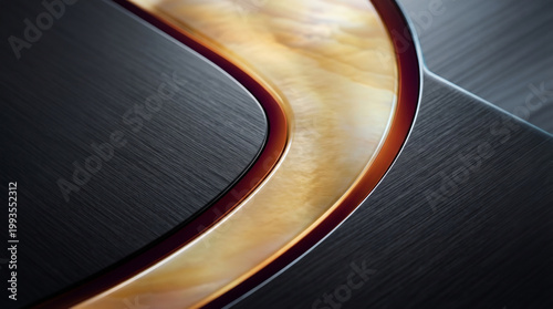 Abstract Close-up of Polished Wood Grain Flowing Through Dark Textured Surface