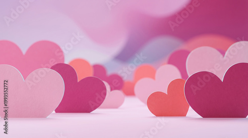 Soft Focus Pink and Purple Heart Shapes with Blurred Background - Romantic or Valentine's Day Theme