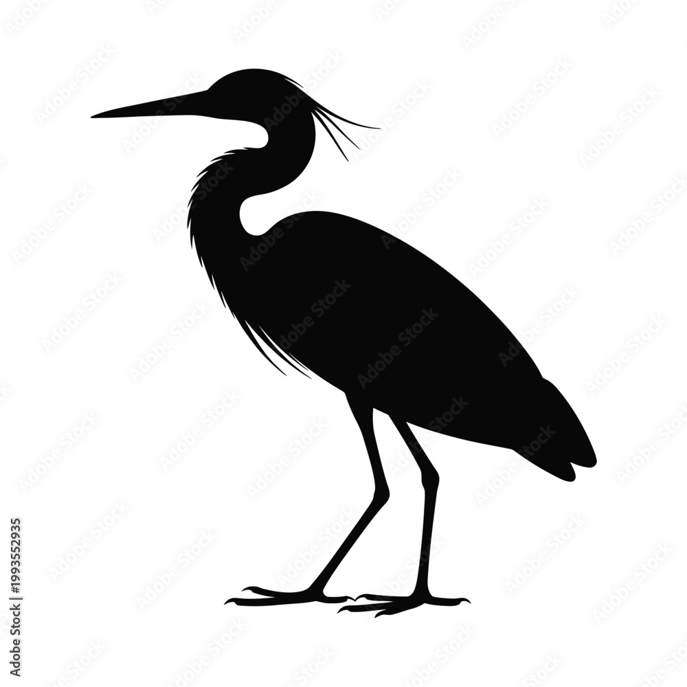 Fototapeta premium A striking black silhouette of a heron standing gracefully with long legs