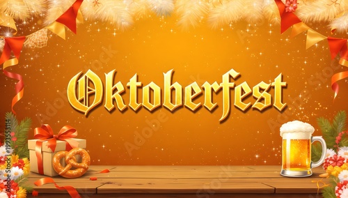 Oktoberfest Celebration with Beer and Pretzel