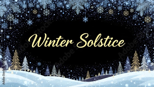 Winter Solstice Holiday Background with Snowflakes