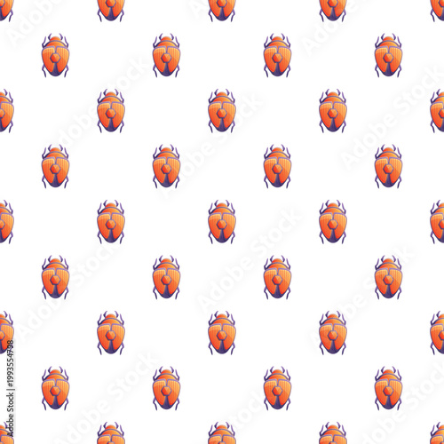 Repeated orange scarab beetles creating a decorative ancient egyptian themed background