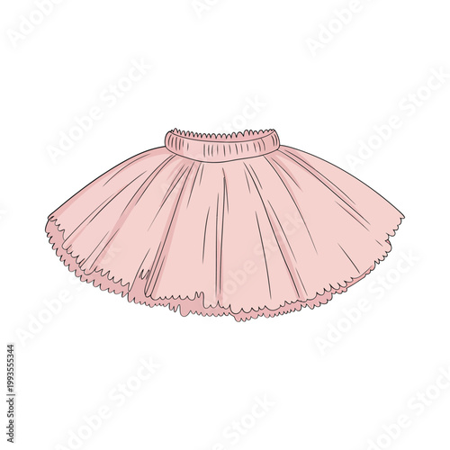 A delicate pink tutu illustration showcasing the whimsical style of ballet attire