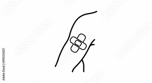 A simple line drawing of a bandage on skin