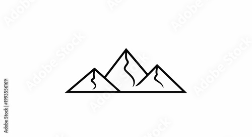 Minimalist outline of three jagged mountain peaks