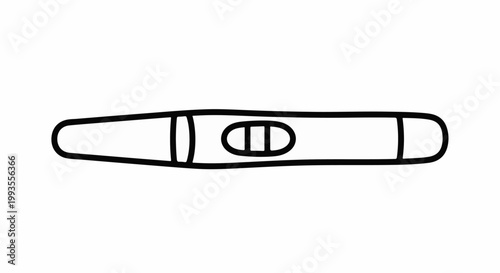 Hand-drawn sketch of a pregnancy test strip with a positive result indicator