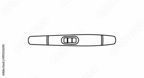 Line art of a pregnancy test stick with three indicator windows