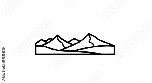 Minimalist graphic of multiple mountain peaks and rolling hills