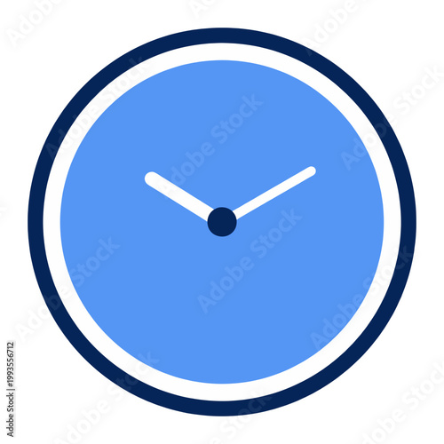 Obraz na plátně Blue Circle Clock Icon with White Hands for Time Management and Schedule Concept