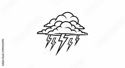 Stylized graphic of storm clouds with lightning bolts