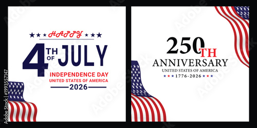 Celebrating the 250th anniversary of united states independence day in 2026 Vector
