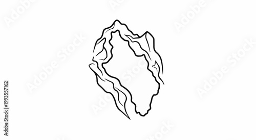 Abstract outline of a jagged, mountainous landscape in black and white