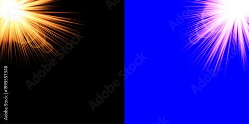 Radiant light rays exploding against cosmic dark and deep blue backdrops Vector