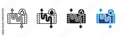 Heat Exchanger icon set multiple style collection