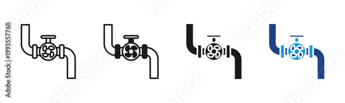 Cooling Pipe icon set multiple style collection