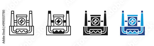 Steam Turbine icon set multiple style collection