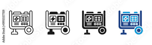 Electric Generator icon set multiple style collection