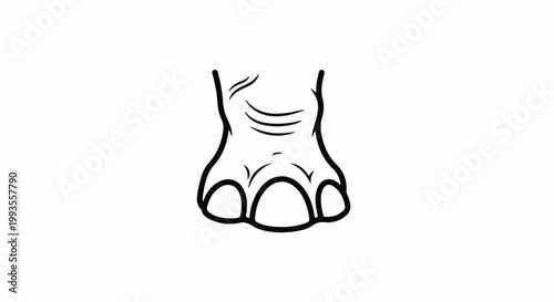 Simple black outline drawing of an elephant's foot with wrinkled skin texture.