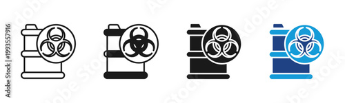 Waste Barrel icon set multiple style collection