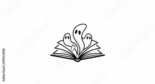 Open book with ethereal spirits emerging from its pages