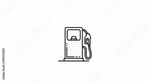 Minimalist line art of a fuel pump with hose and nozzle