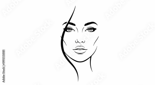 Minimalist black ink sketch of a striking woman's face