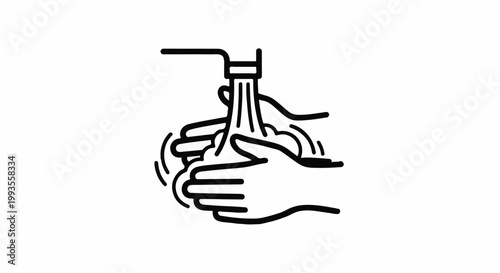 Hands being washed under a faucet with water flowing