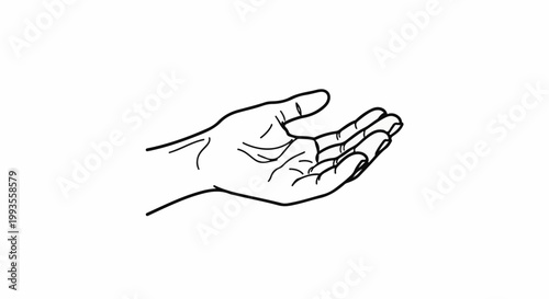 Open hand reaching out, a simple black outline illustration