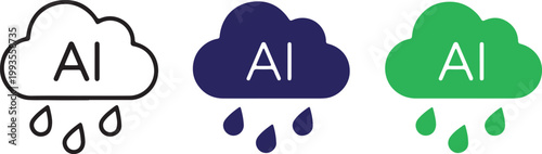Ai cloud icons in black, blue, and green colors