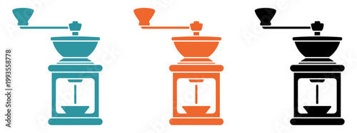 vintage coffee grinder icon logo design